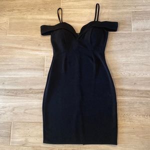 Black off the shoulder fitted dress